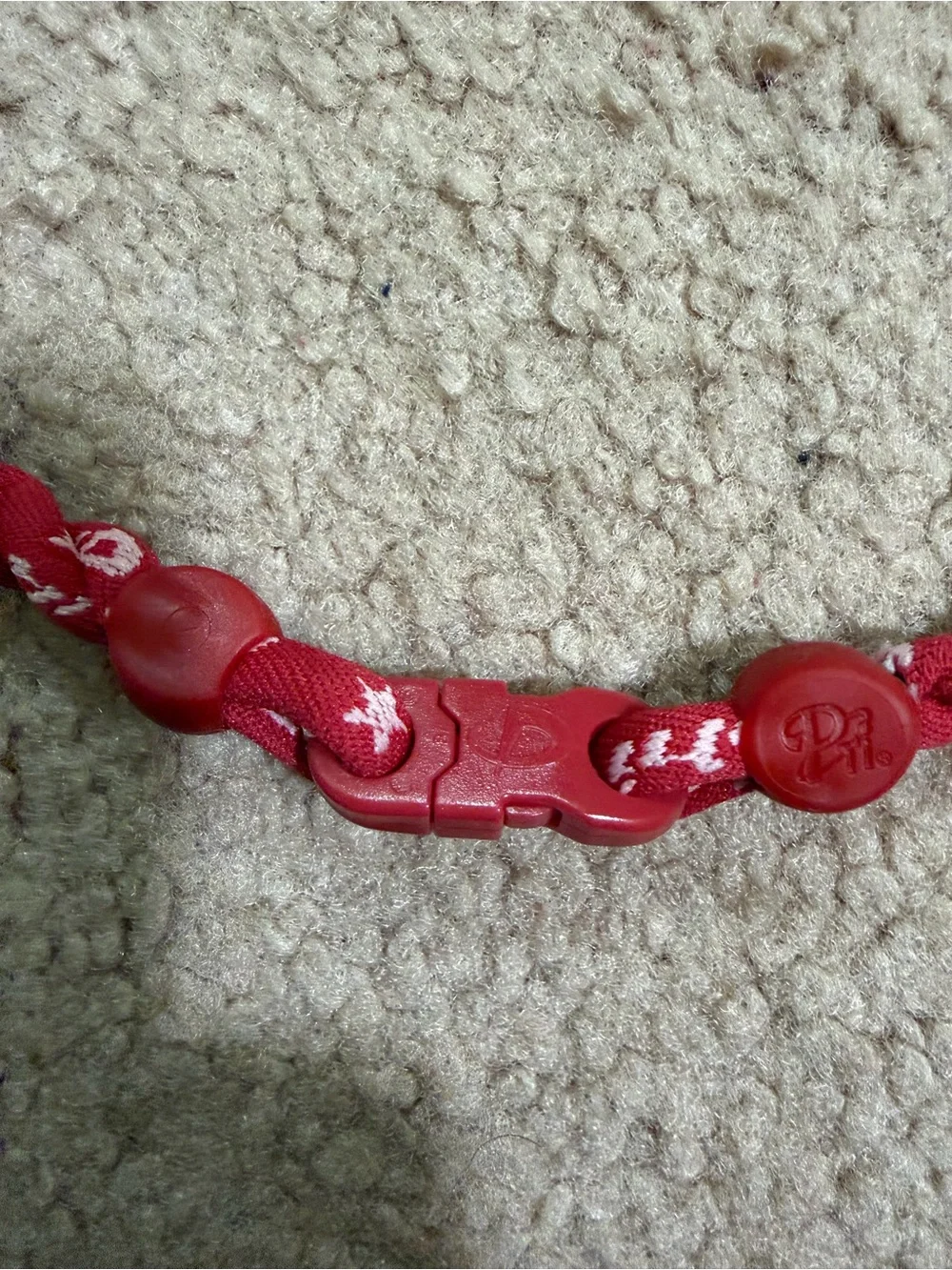 Phiten Red White Braided Titanium Sports Necklace 23” Baseball Athletic